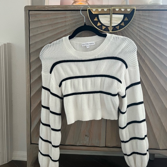 Revolve Black and White Striped Sweater - Picture 2 of 5